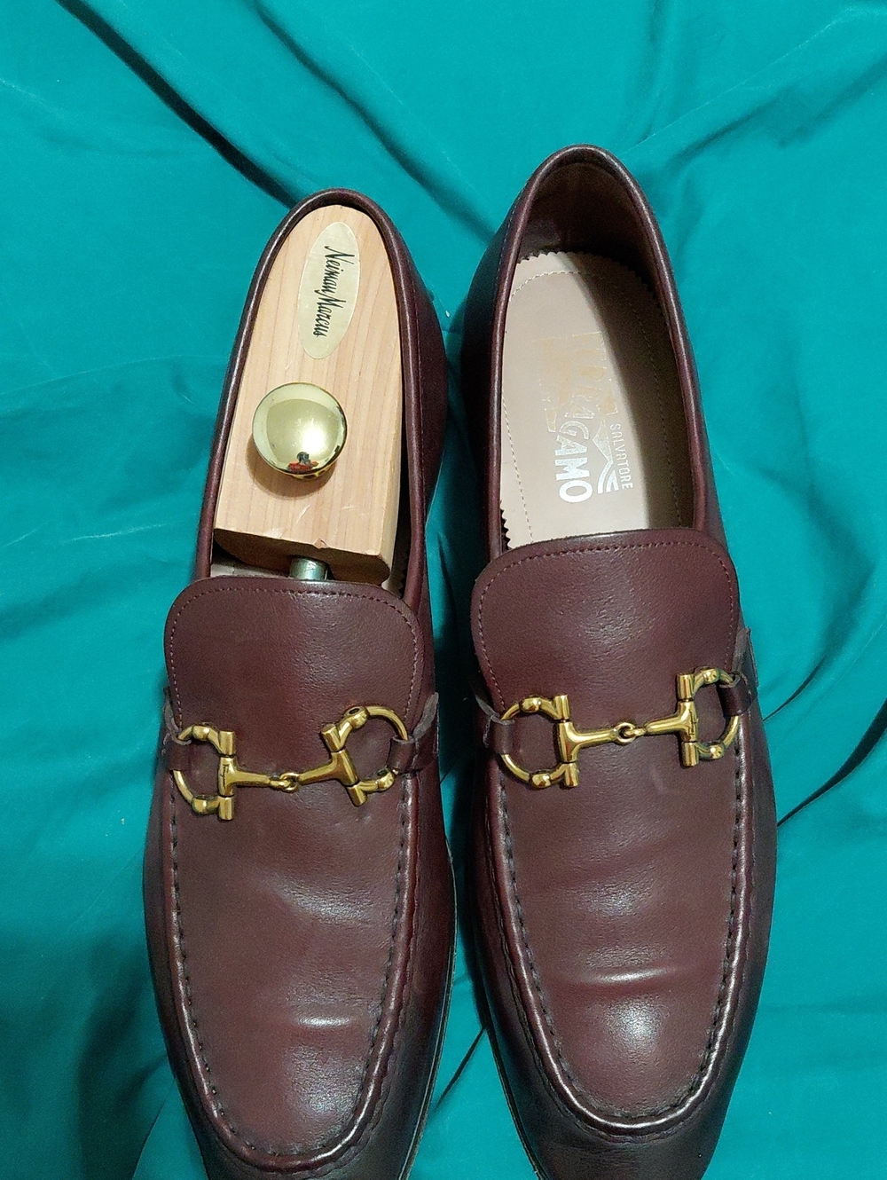 Salvatore Ferragamo Burgundy Leather Bit Loafers